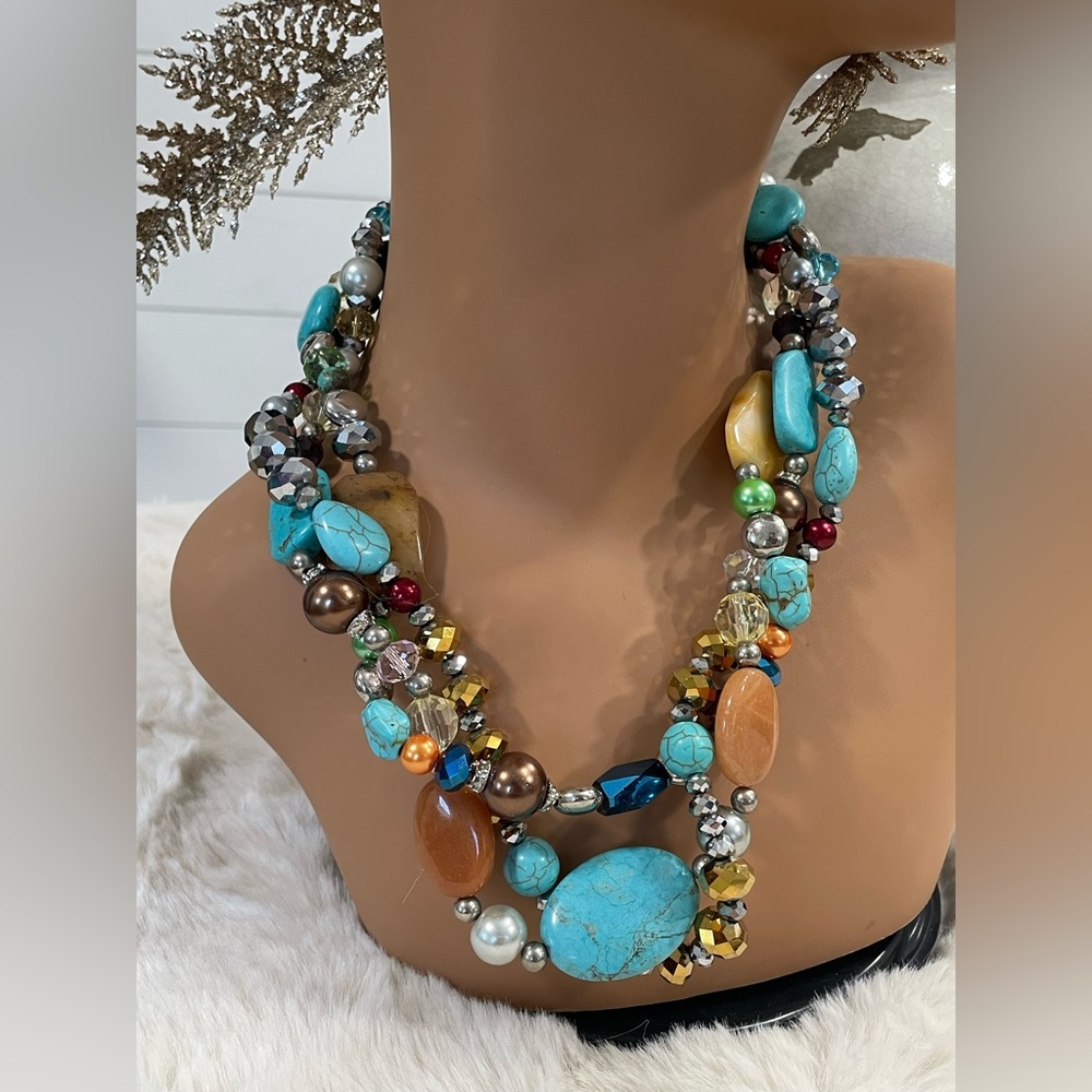 Spectacular Multi Stone Multi Strand Necklace - image 8